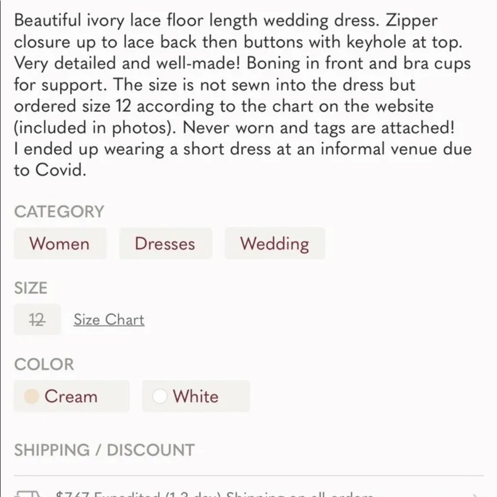 I purchased for my ceremony but no longer need. Need gone asap. New with tags